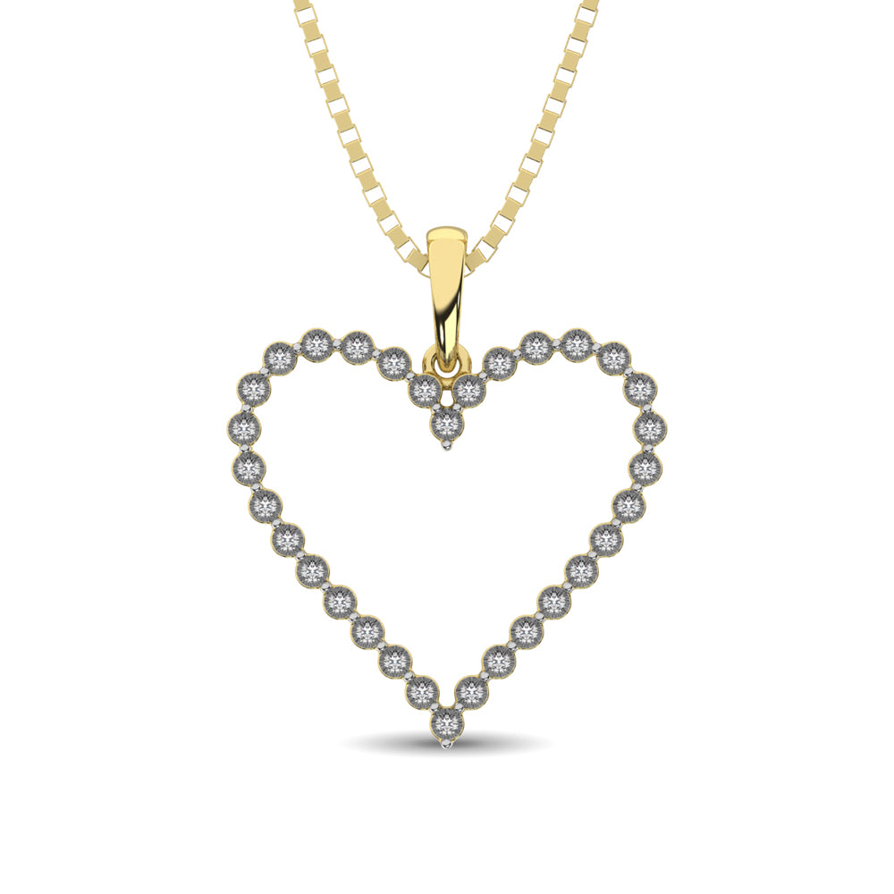Sterling Silver Yellow Plating 1/10 Ct.Tw. Diamond Heart Pendant
