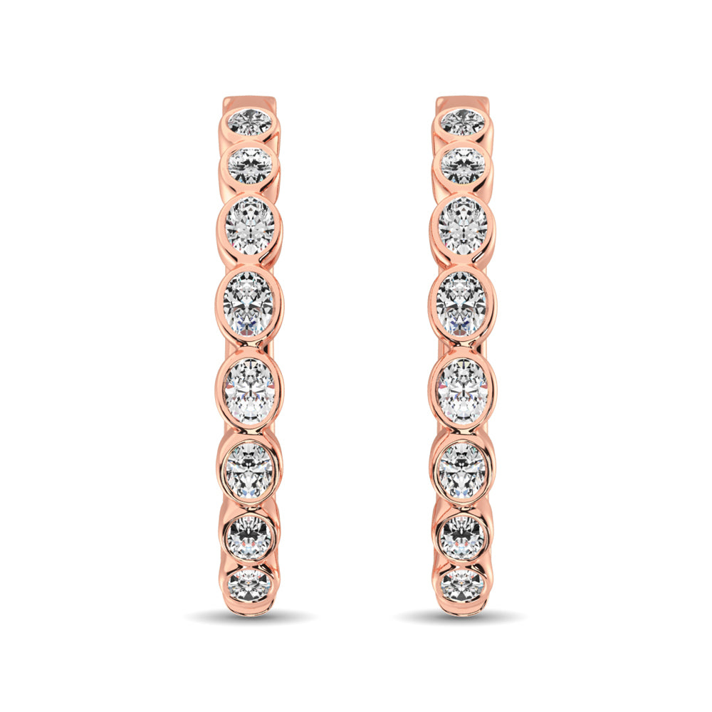 10K Rose Gold 1/3 Ct.Tw. Diamond Hoop Earrings