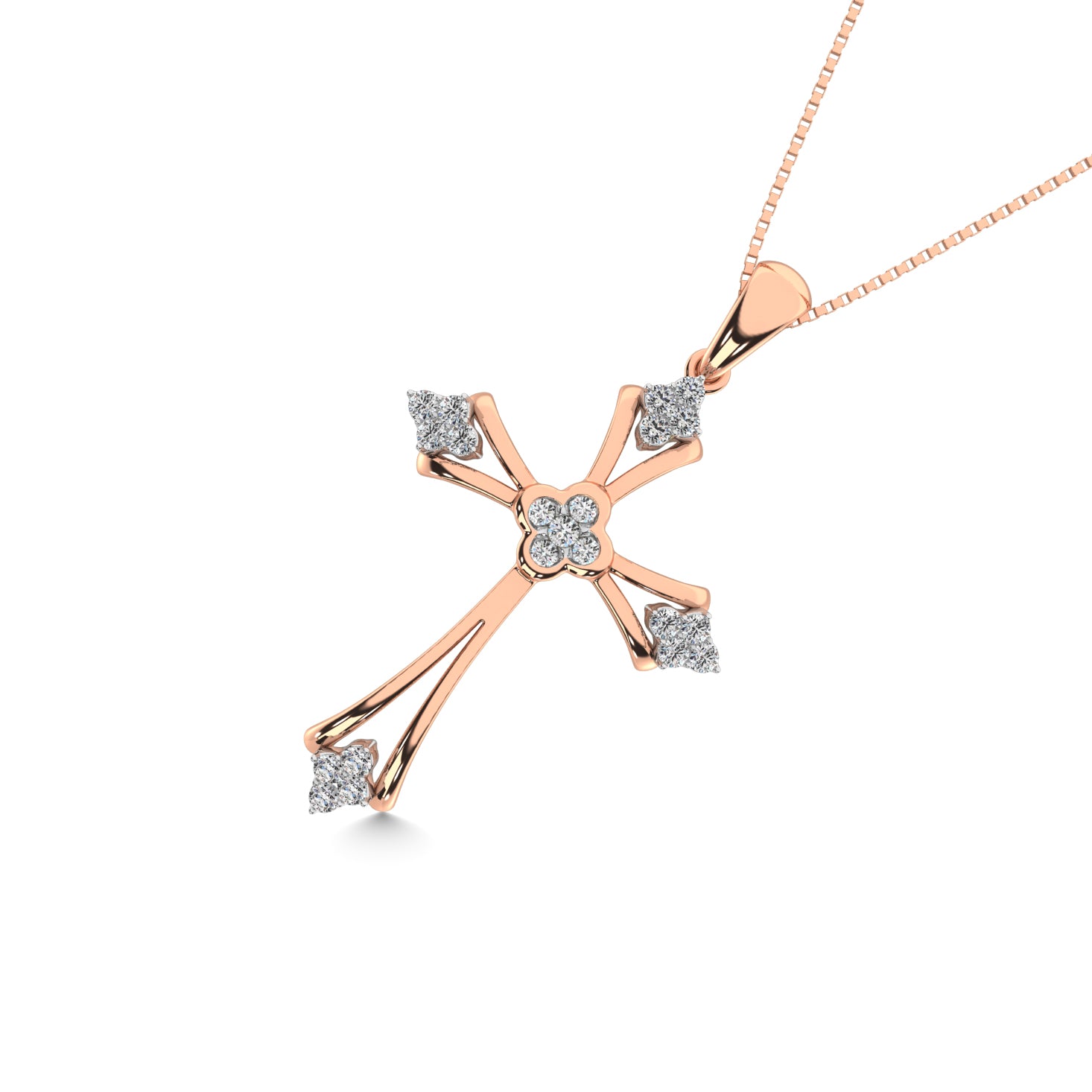 Gothic Style Diamond 1/5 Ct.Tw Cross Pendant in 10K Rose Gold