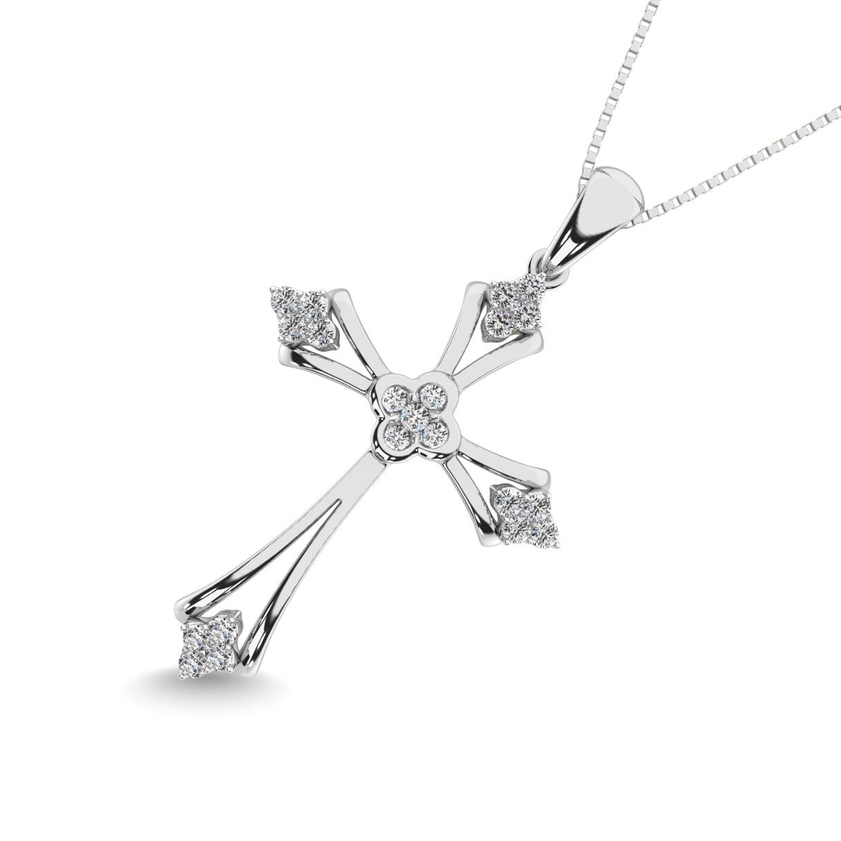 Gothic Style Diamond 1/5 Ct.Tw Cross Pendant in 10K White Gold
