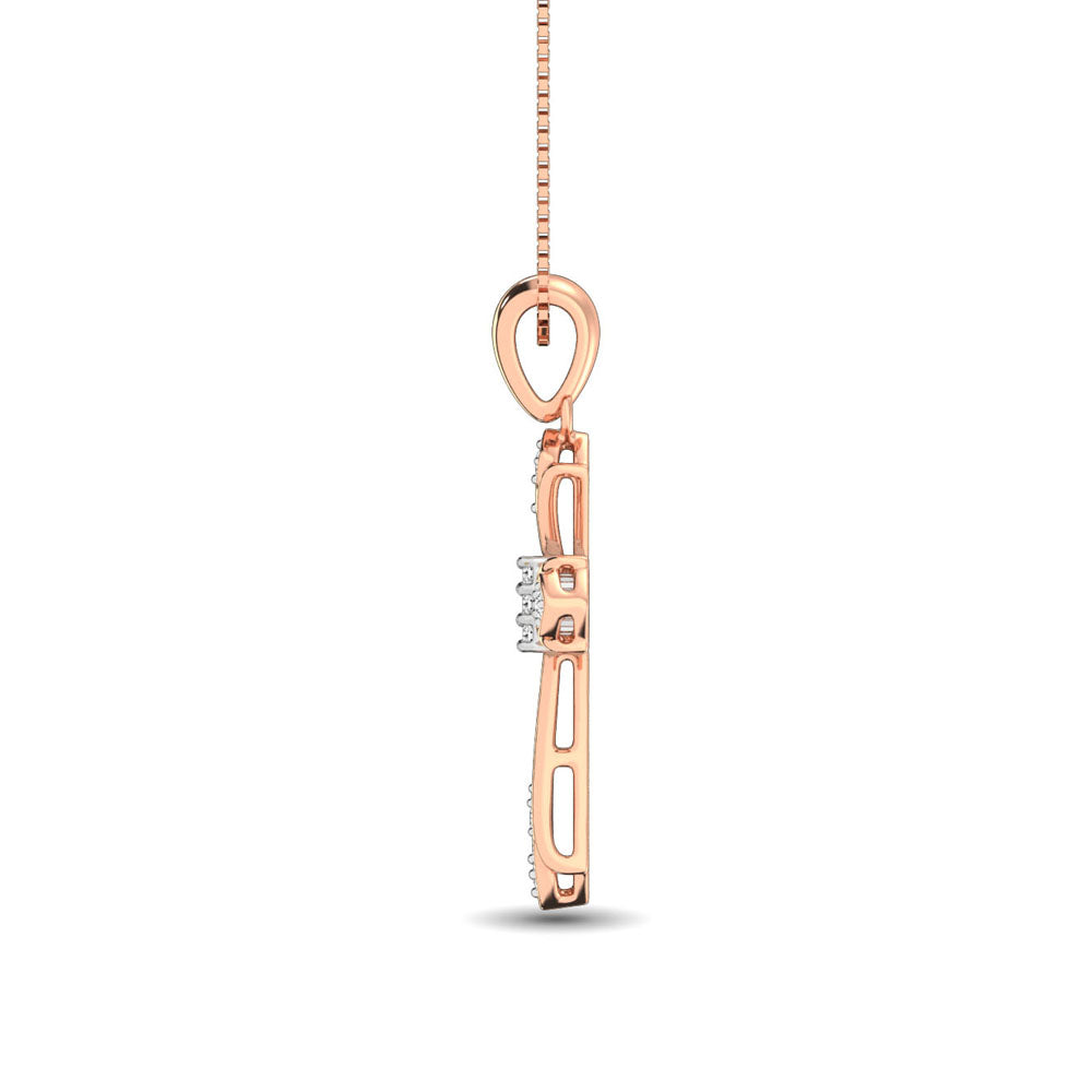 14K Rose Gold 1/6 Ct.Tw. Diamond Cross Pendant