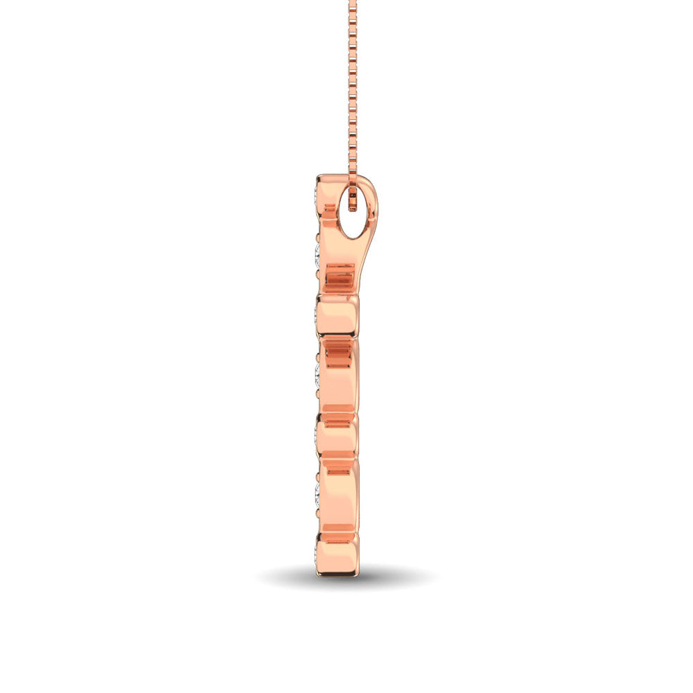 14K Rose Gold 1/4 Ct.Tw. Diamond Cross Pendant
