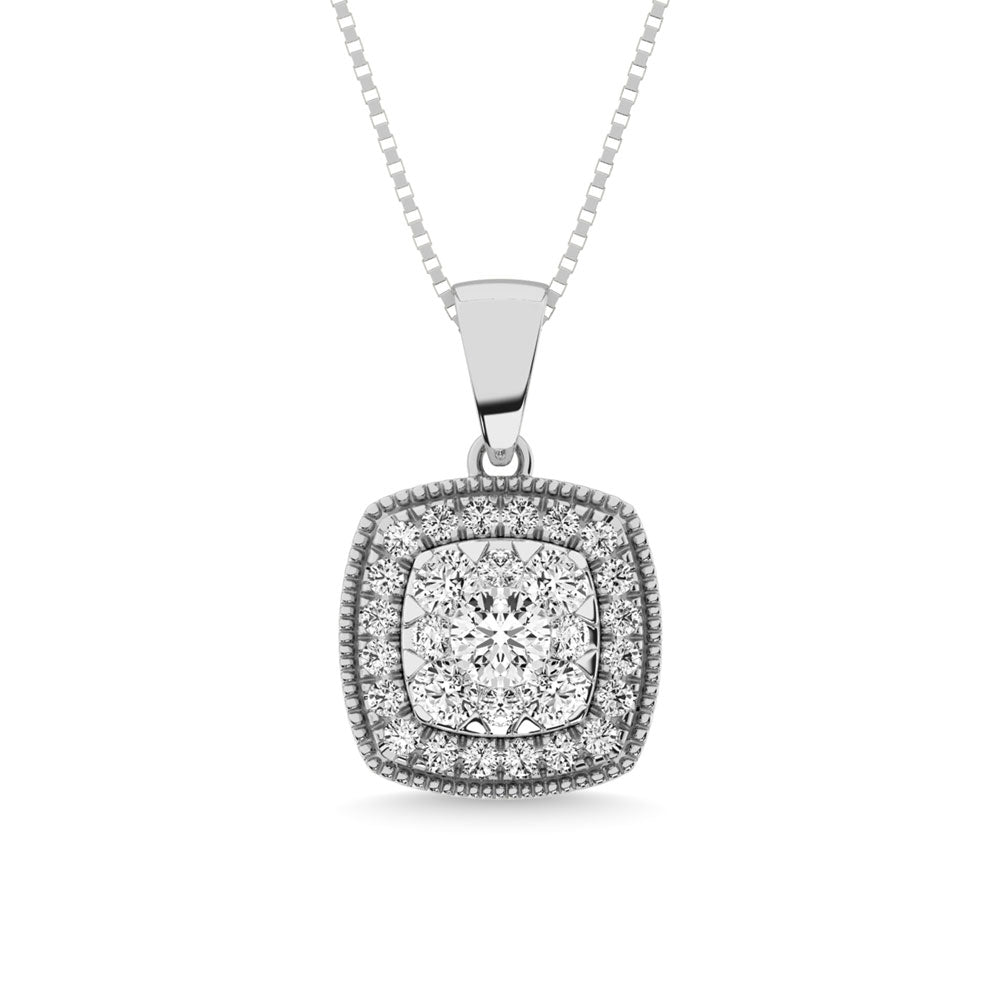 Diamond 1/2.Tw. Cluster Pendant In 14K White Gold