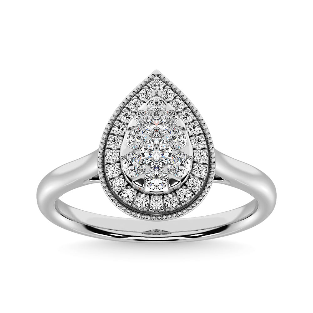 Diamond 1/2.Tw. Pear Shape Engagement Ring In 14K White Gold