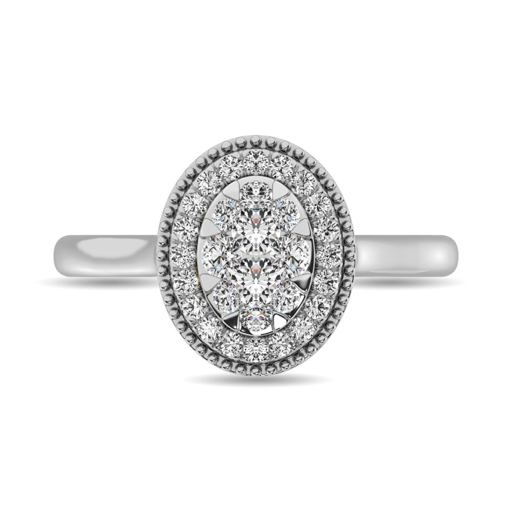 Diamond 1/2 Ct.Tw. Cluster Engagement Ring in 14K White Gold
