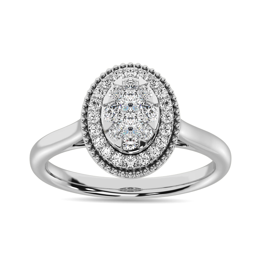 Diamond 1/2 Ct.Tw. Cluster Engagement Ring In 14K White Gold