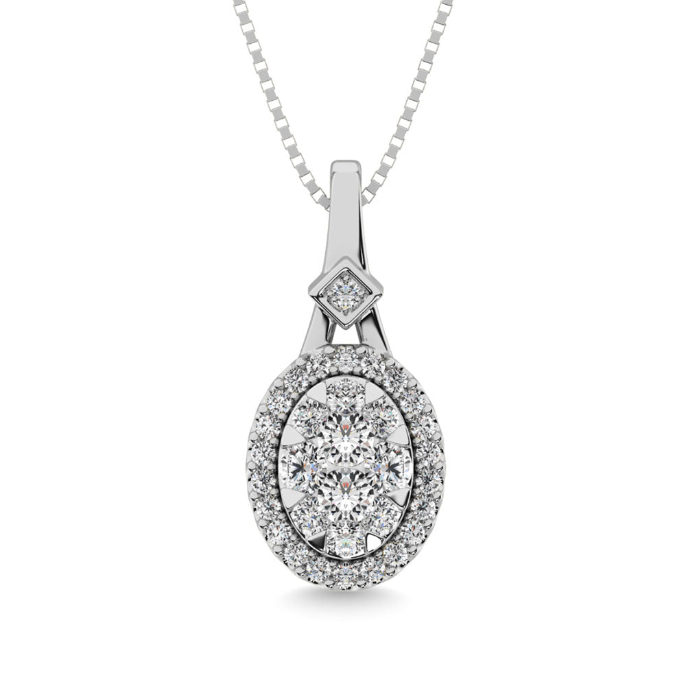 Diamond 3/8 Ct.Tw. Cluster Pendant In 10K White Gold