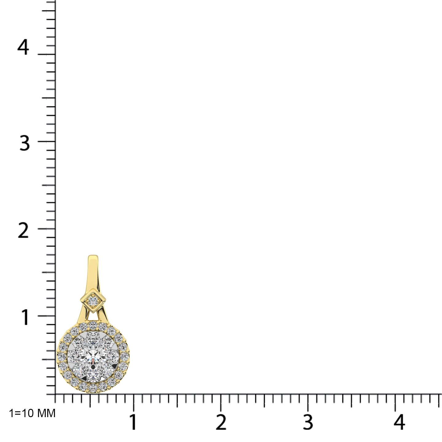 Diamond 3/8 Ct.Tw. Round Shape Cluster Pendant In 10K Yellow Gold
