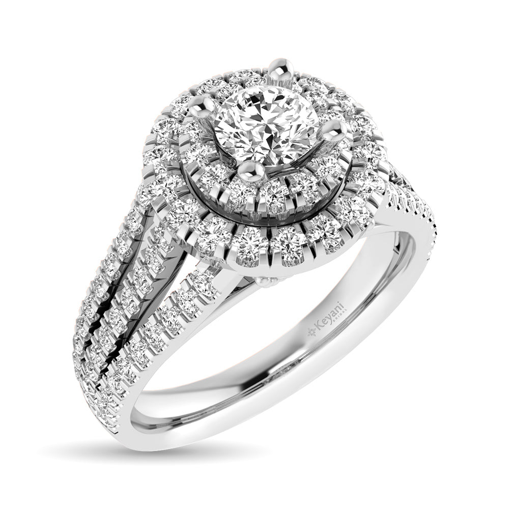 14K White Gold 1 Ct.Tw. Round Cut Diamond Engagement Ring