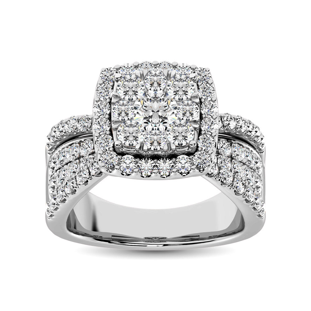 Diamond 2 Ct.Tw. Square Shape Engagement Ring In 14K Two Tone Gold