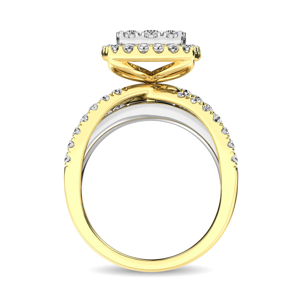 Diamond 2 Ct.Tw. Square Shape Engagement Ring In 14K Two Tone Gold