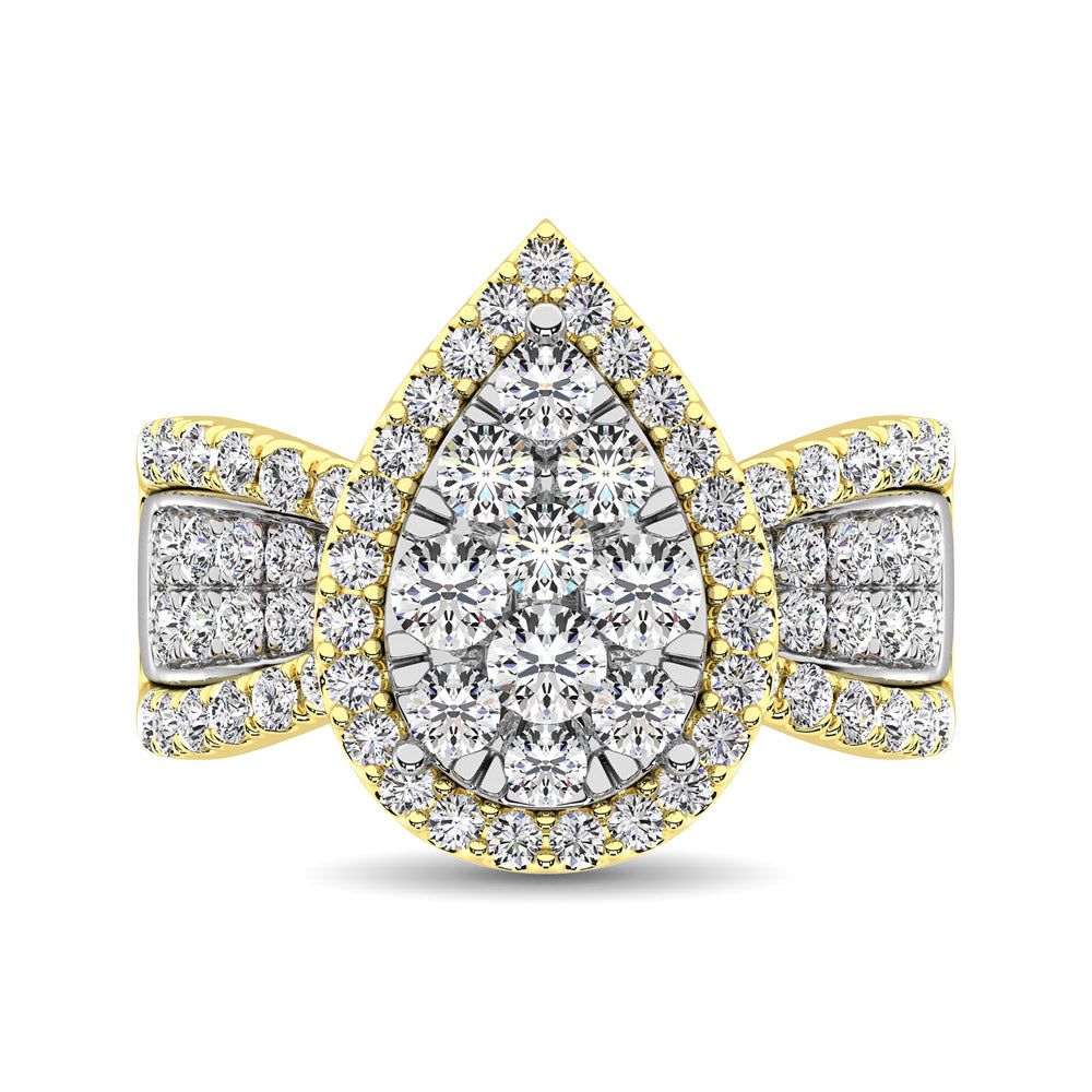Diamond 2 Ct.Tw. Pear Shape Engagement Ring In 14K Two Tone Gold