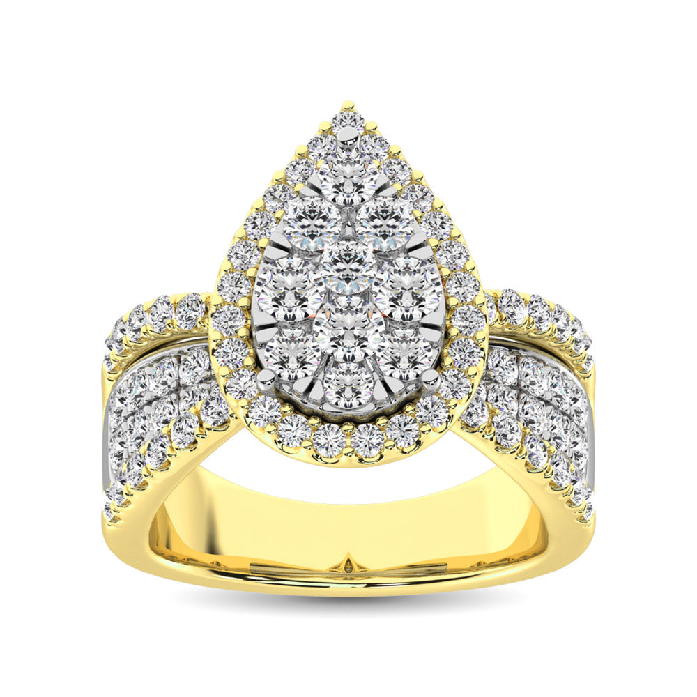 Diamond 2 Ct.Tw. Pear Shape Engagement Ring In 14K Two Tone Gold