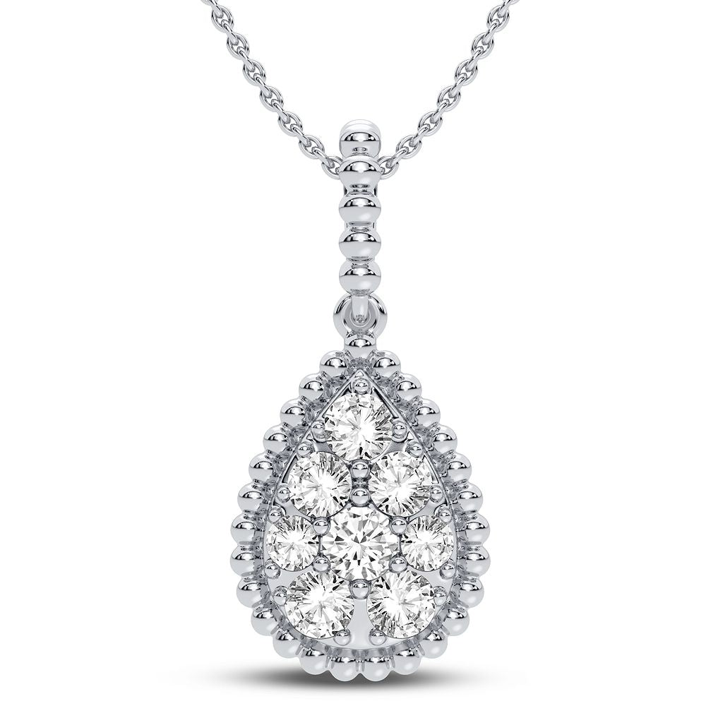 14K White Gold Dazzling 0.40Ct Diamond Pendant