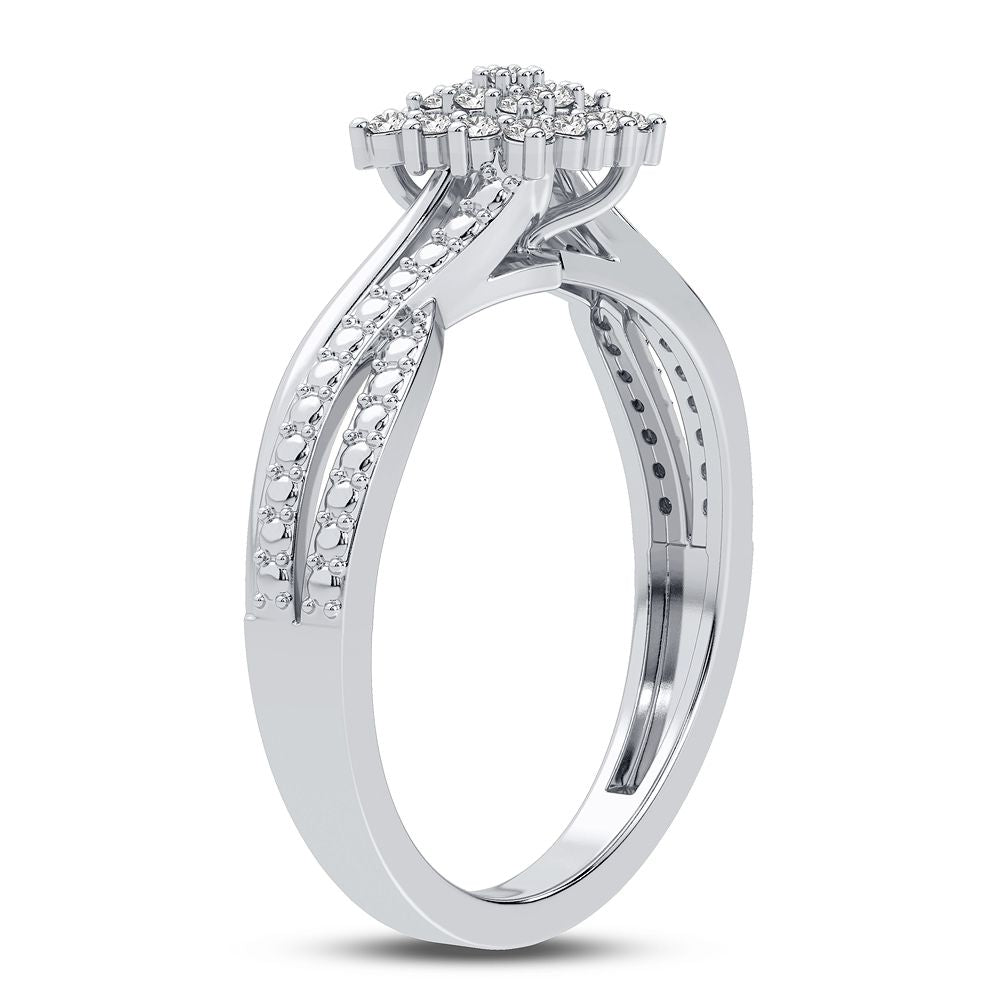 10K White Gold Elegant 0.20Ct Diamond Ring