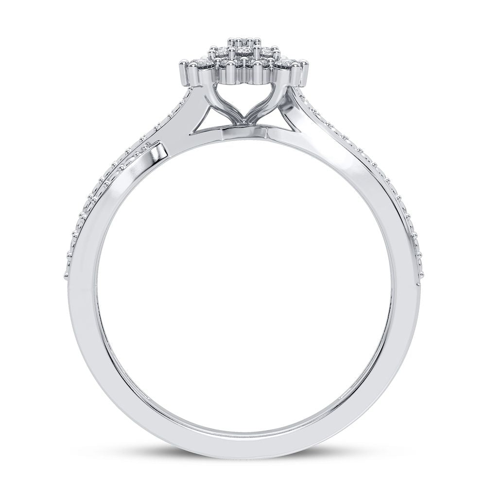 10K White Gold Elegant 0.20Ct Diamond Ring