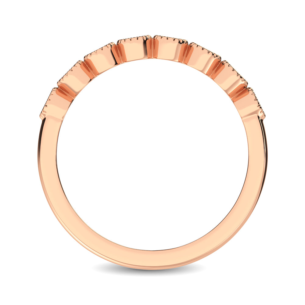 Diamond 1/4 Ctw Stackable Bezel Band With Beaded Setting In 14K Rose Gold