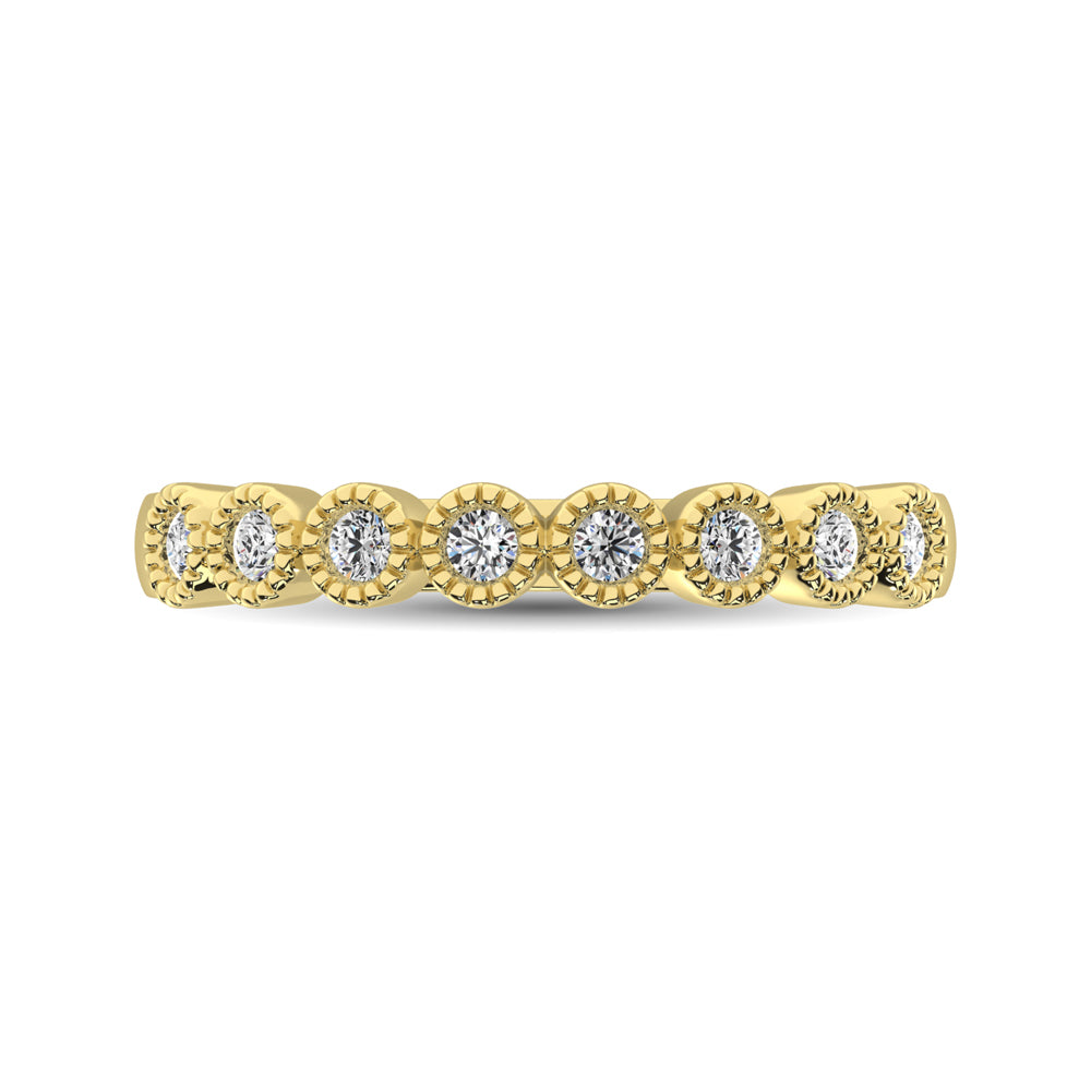 Diamond 1/4 Ctw Stackable Bezel Band with Beaded Setting in 14K Yellow Gold