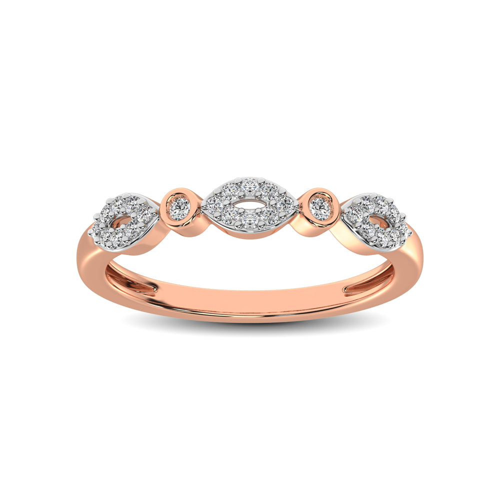 Round And Marquise Shape 1/6 Ctw Diamond Stackable Band In 10K Rose Gold