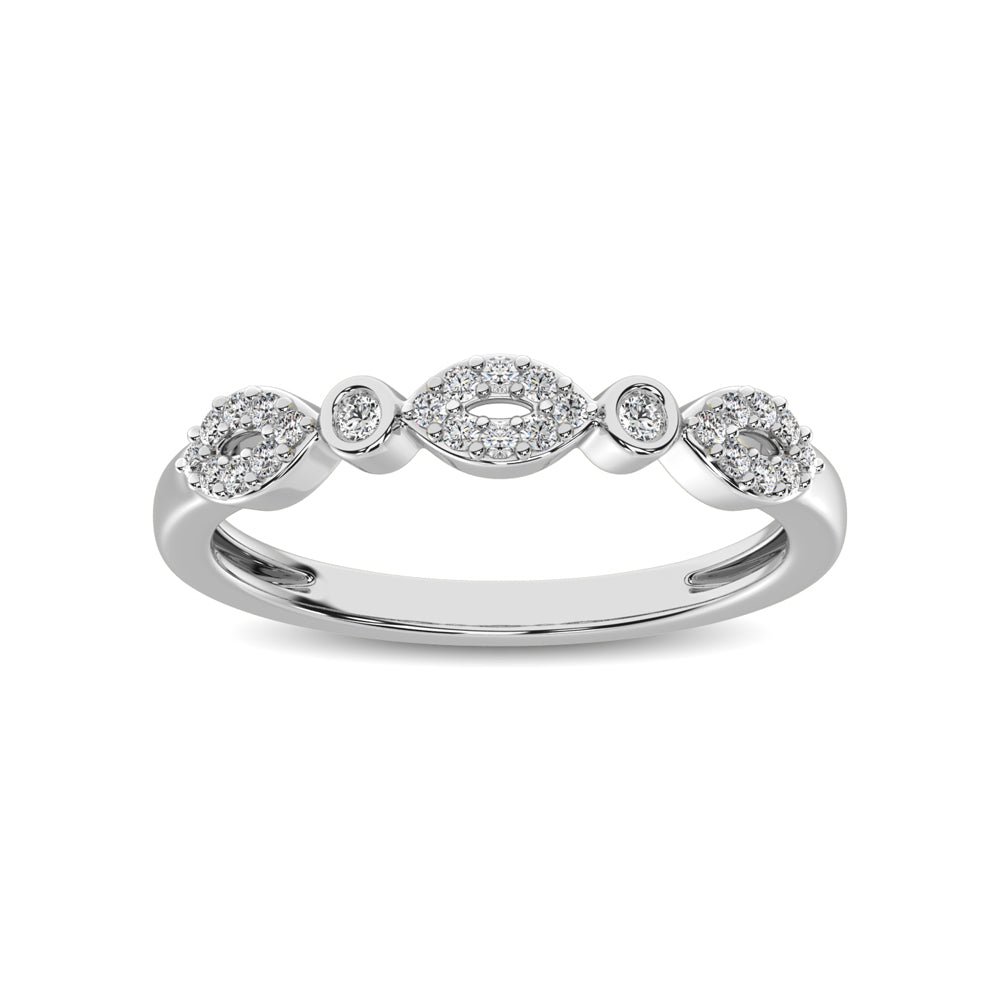 Round And Marquise Shape 1/6 Ctw Diamond Stackable Band