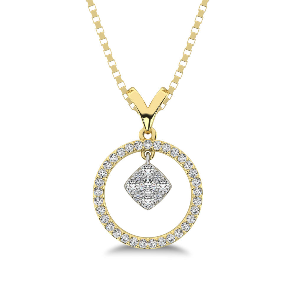 10K Yellow Gold 1/4 Ct.Tw. Diamond Circle Dangler Pendant