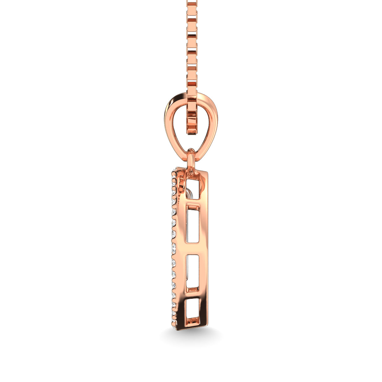 10K Rose Gold 1/4 Ct.Tw. Diamond Square Shape Pendant with Dangler