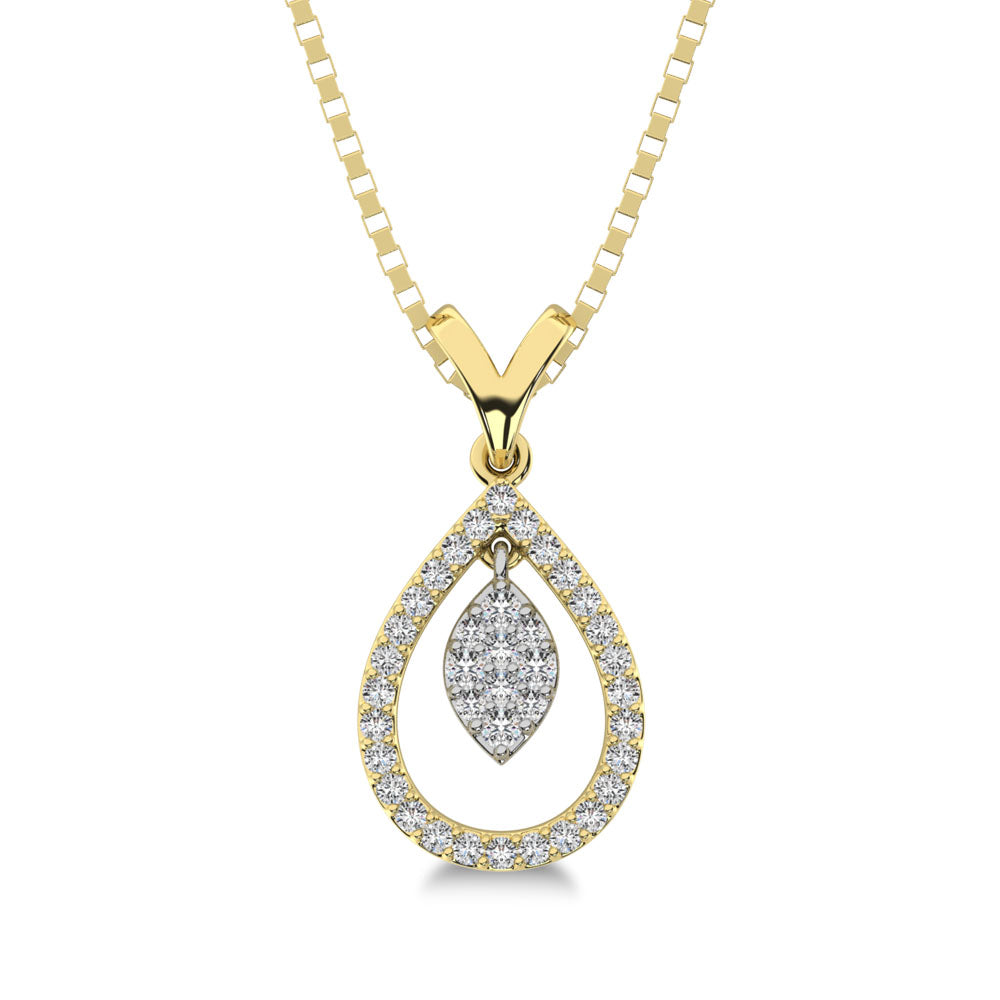10K Yellow Gold 1/5 Ct.Tw. Diamond Pear Shape Pendant With Dangler