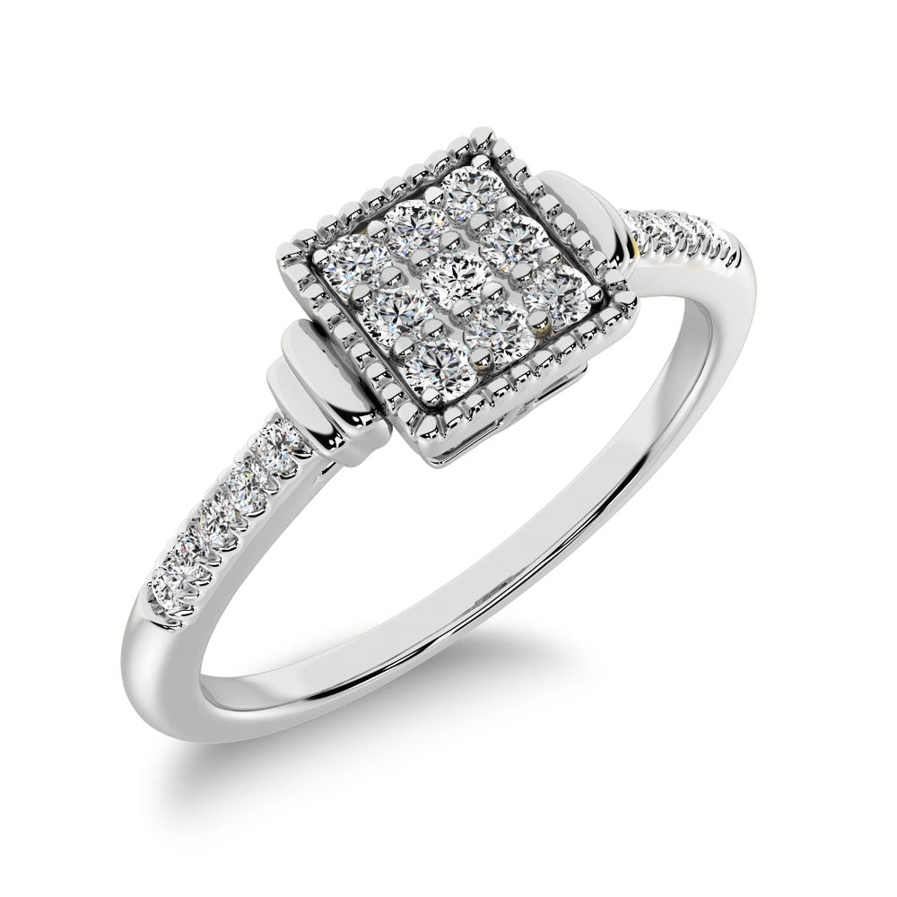 10K White Gold 1/6 Ct.Tw. Diamond Square Shape Ring