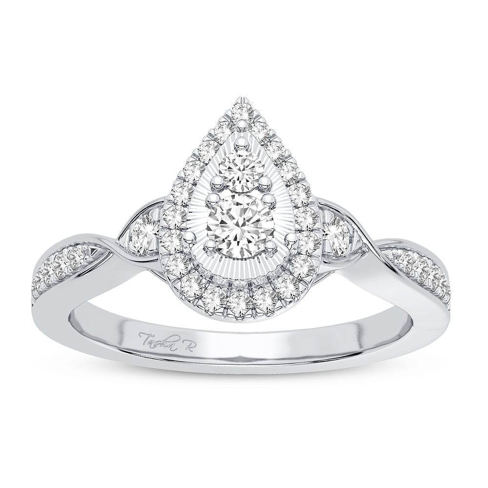 10K White Gold Elegant 0.33Ct Diamond Ring