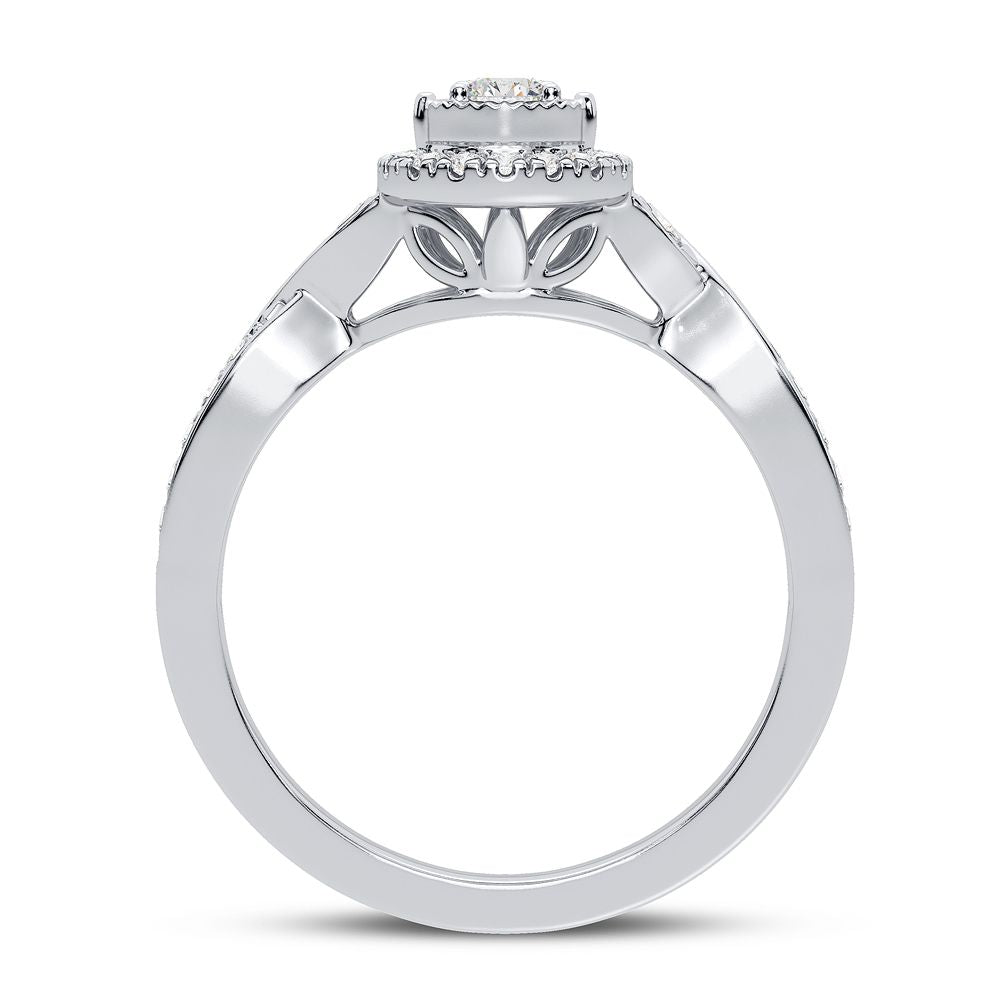 10K White Gold Elegant 0.33Ct Diamond Ring