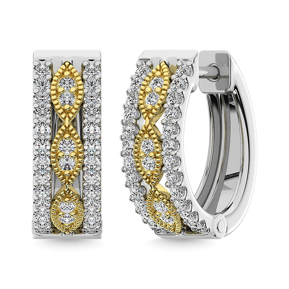 Diamond 3/8 Ct.Tw. Hoop Earrings In 14K Two Tone Gold