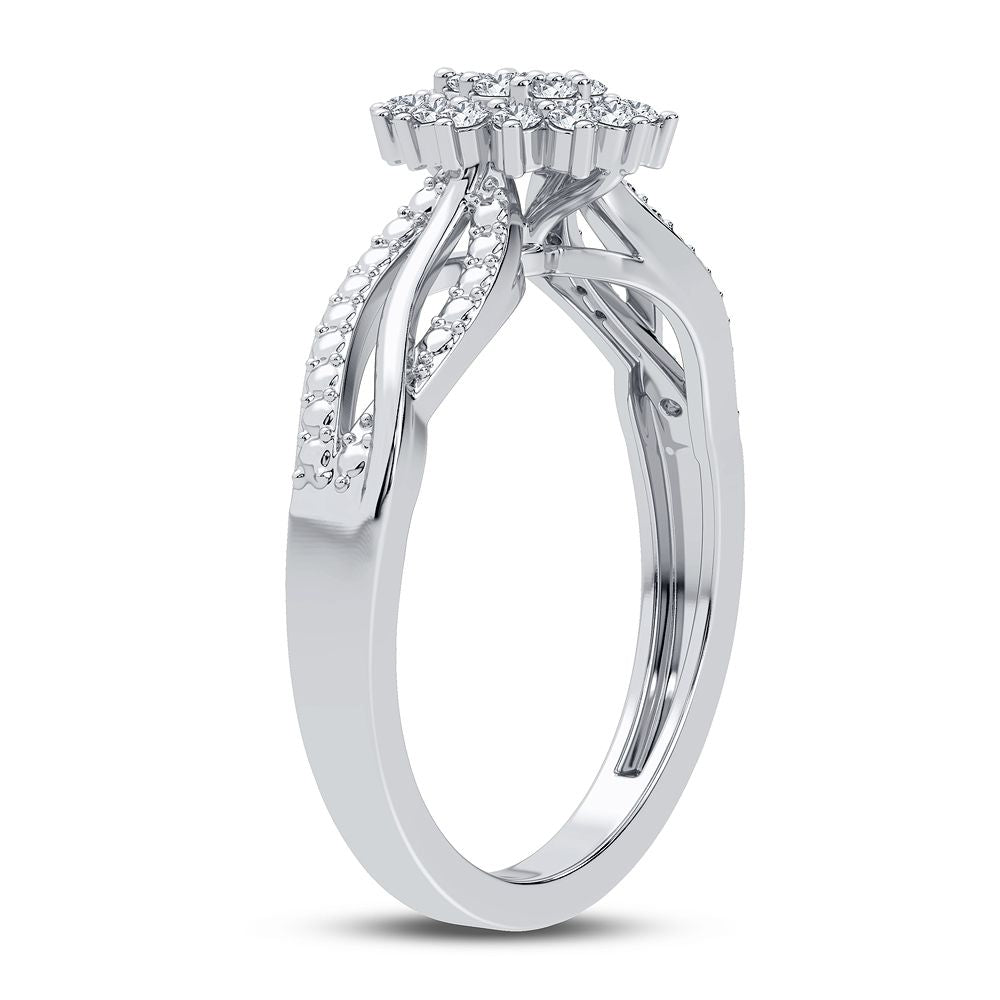 10K White Gold Dazzling 0.20Ct Diamond Ring
