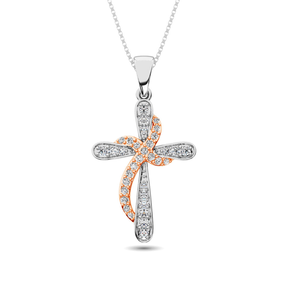 Diamond 1/4 Ct.Tw. Cross Pendant In 10K Two Tone Gold