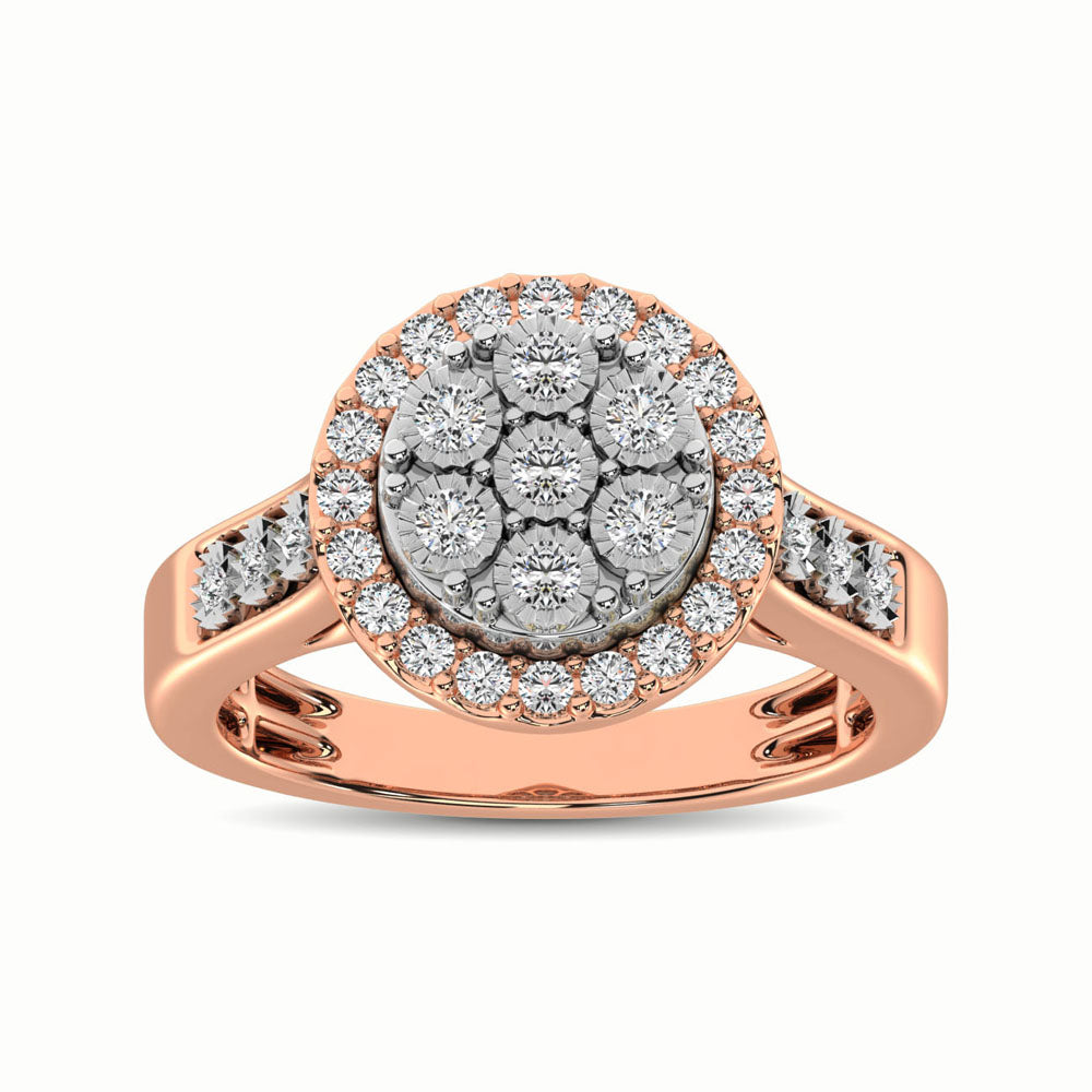10K Two Tone 1/2 Ct.Tw. Diamond Cluster Ring