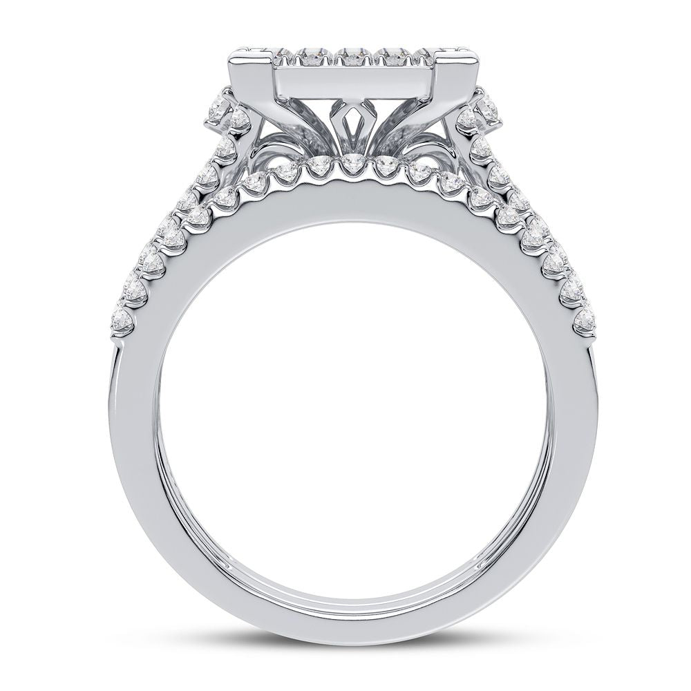 10K White Gold Elegant 1.00Ct Diamond Bridal Ring