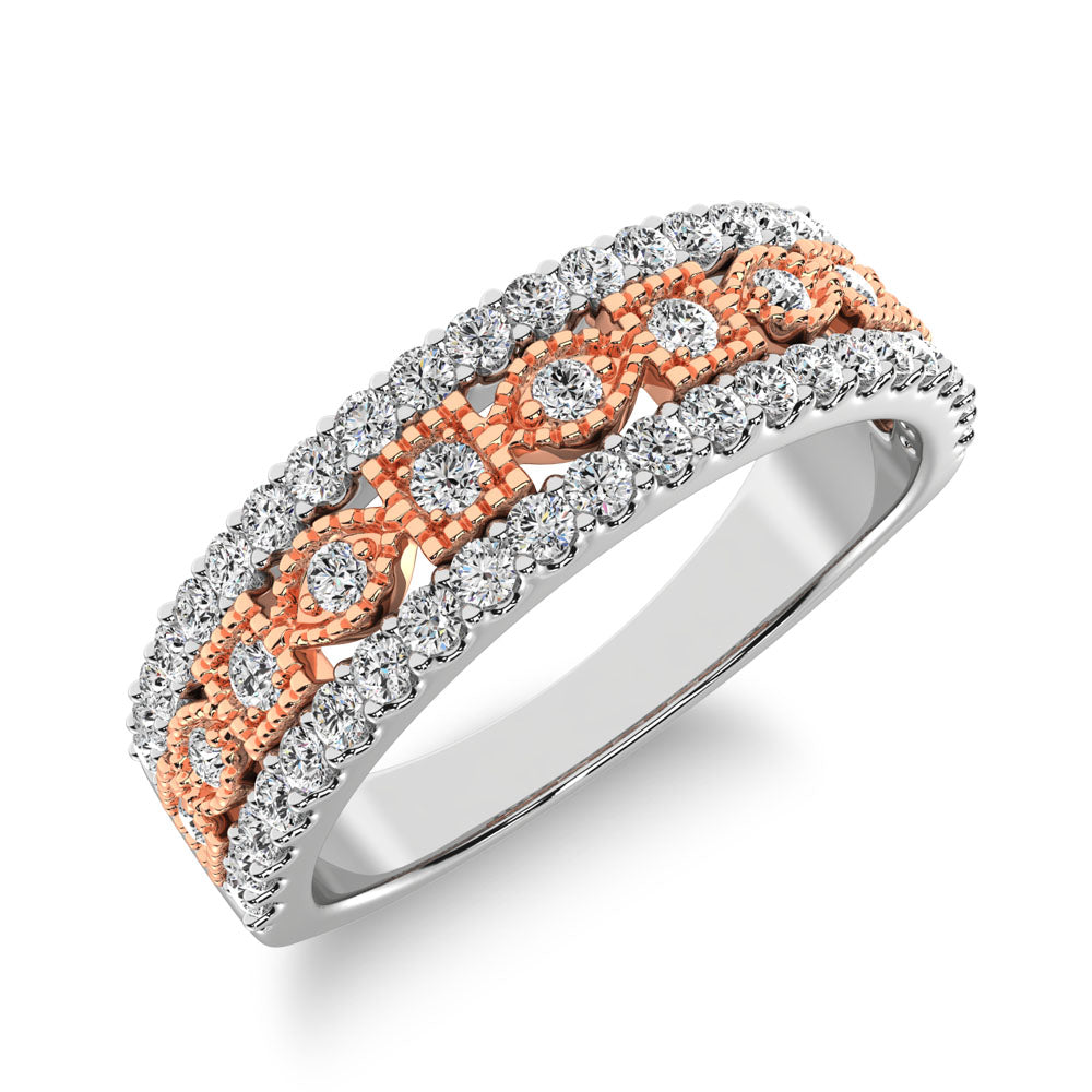 10K Two Tone Gold Square And Marquise Frame 2/5 Ct.Tw. Diamond Fashion Ring