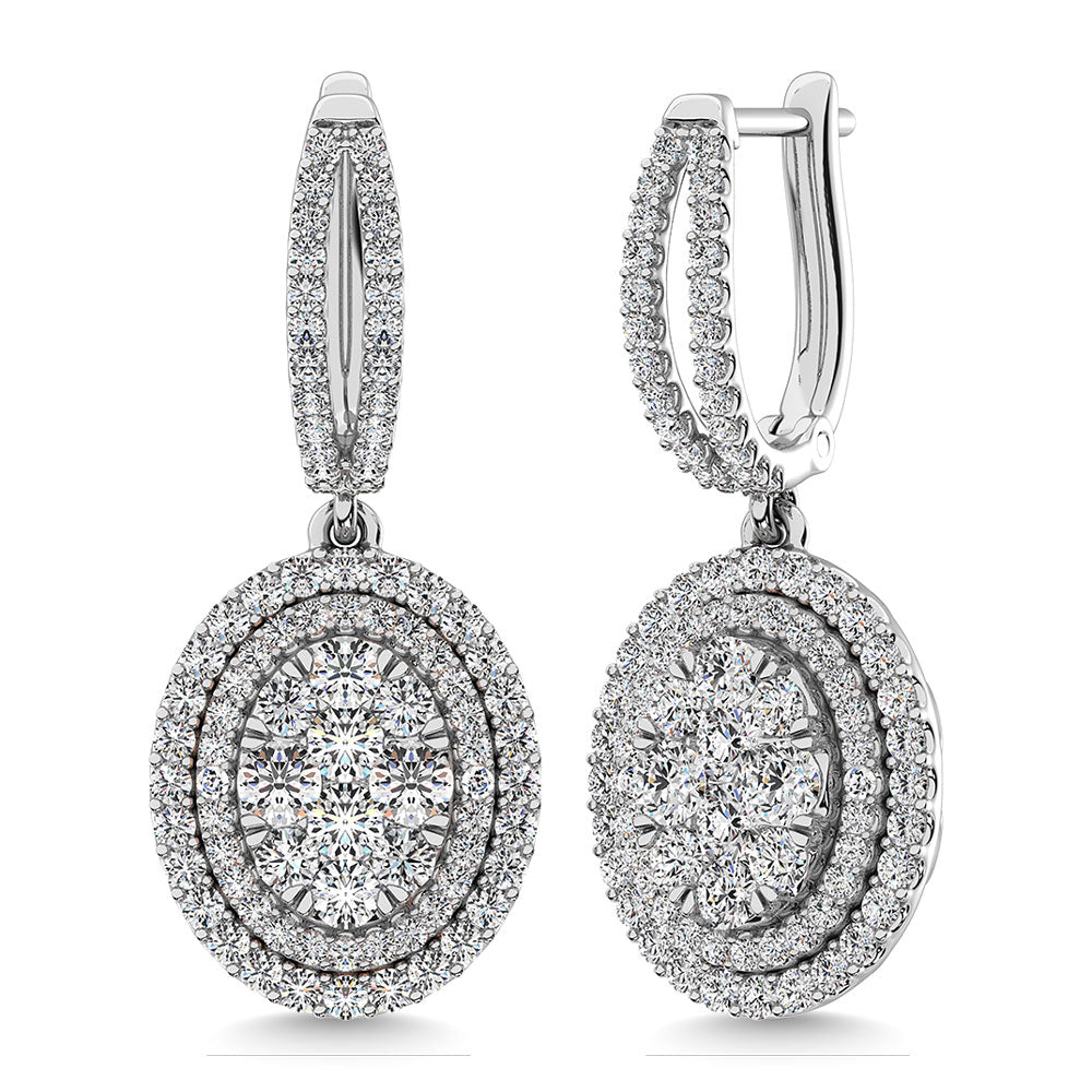 Diamond 2 1/10 Ct.Tw. Oval Shape Dangler Earring In 14K White Gold