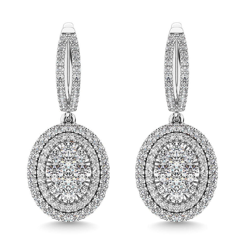Diamond 2 1/10 Ct.Tw. Oval Shape Dangler Earring In 14K White Gold