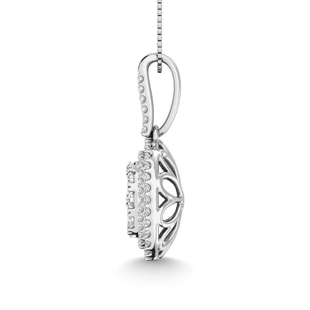 Diamond 1 3/4 Ct.Tw. Oval Shape Cluster Pendant in 14K White Gold