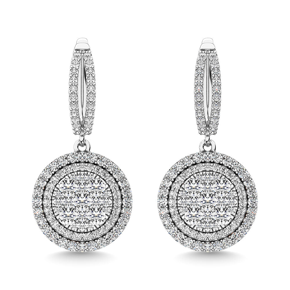 Diamond 2 1/10 Ct.Tw. Roud Shape Dangler Earring In 14K White Gold