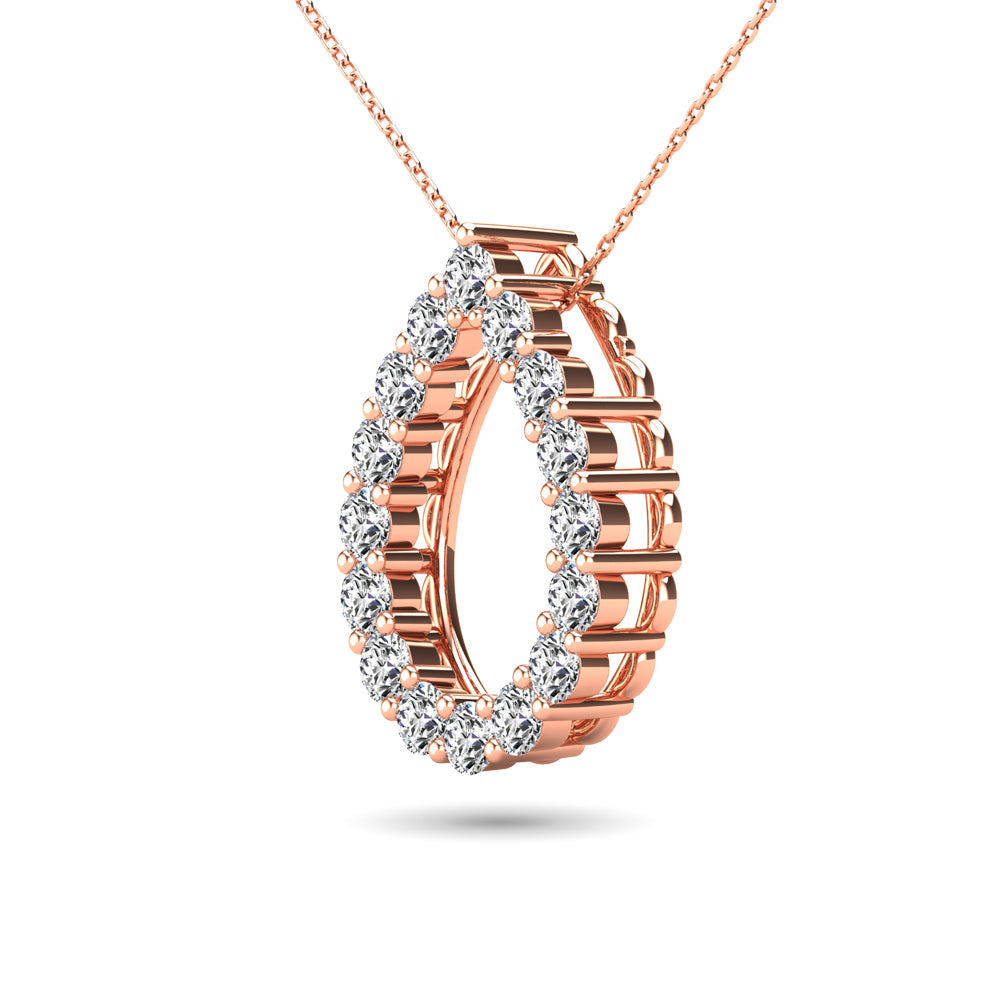 14K Rose Gold 3/8 Ct.Tw. Diamond Tear Drop Pendant