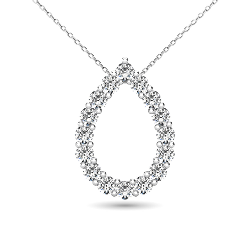 14K White Gold 3/8 Ct.Tw. Diamond Tear Drop Pendant