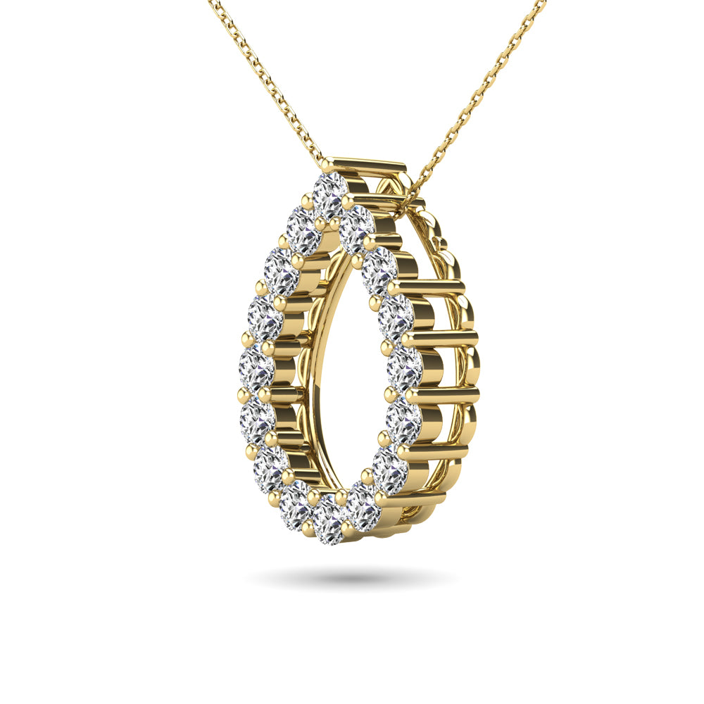 14K Yellow Gold 3/8 Ct.Tw. Diamond Tear Drop Pendant