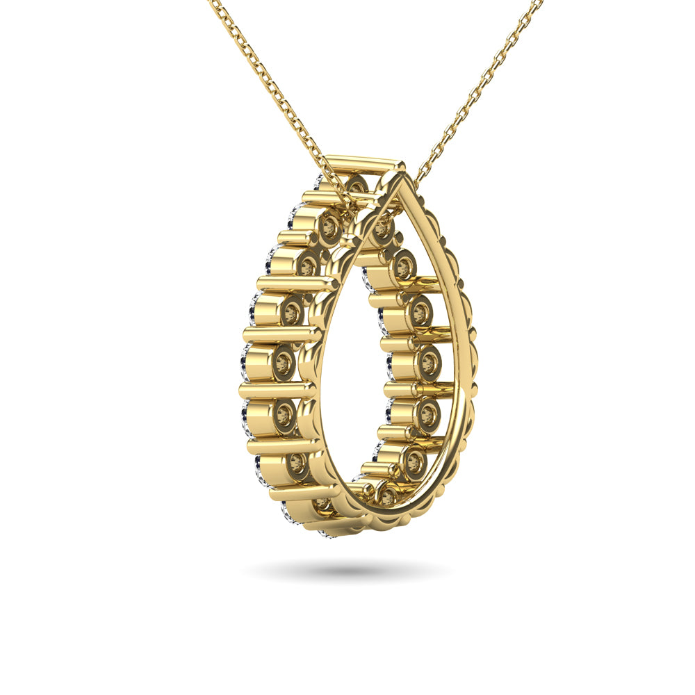 14K Yellow Gold 3/8 Ct.Tw. Diamond Tear Drop Pendant