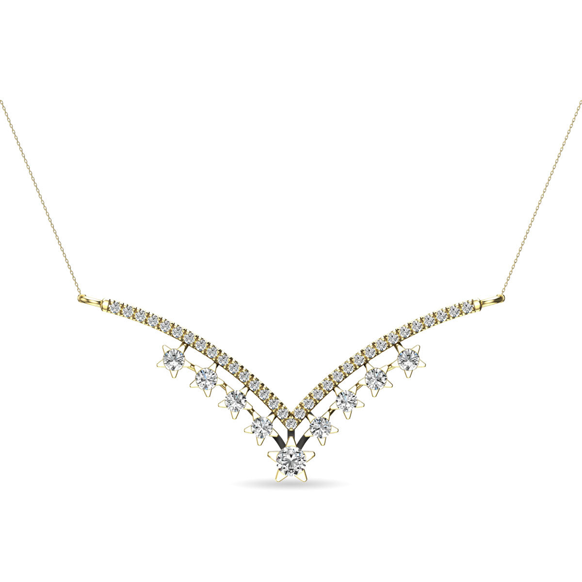 14K Yellow Gold 1/3 Ct.Tw. Diamond Star Necklace