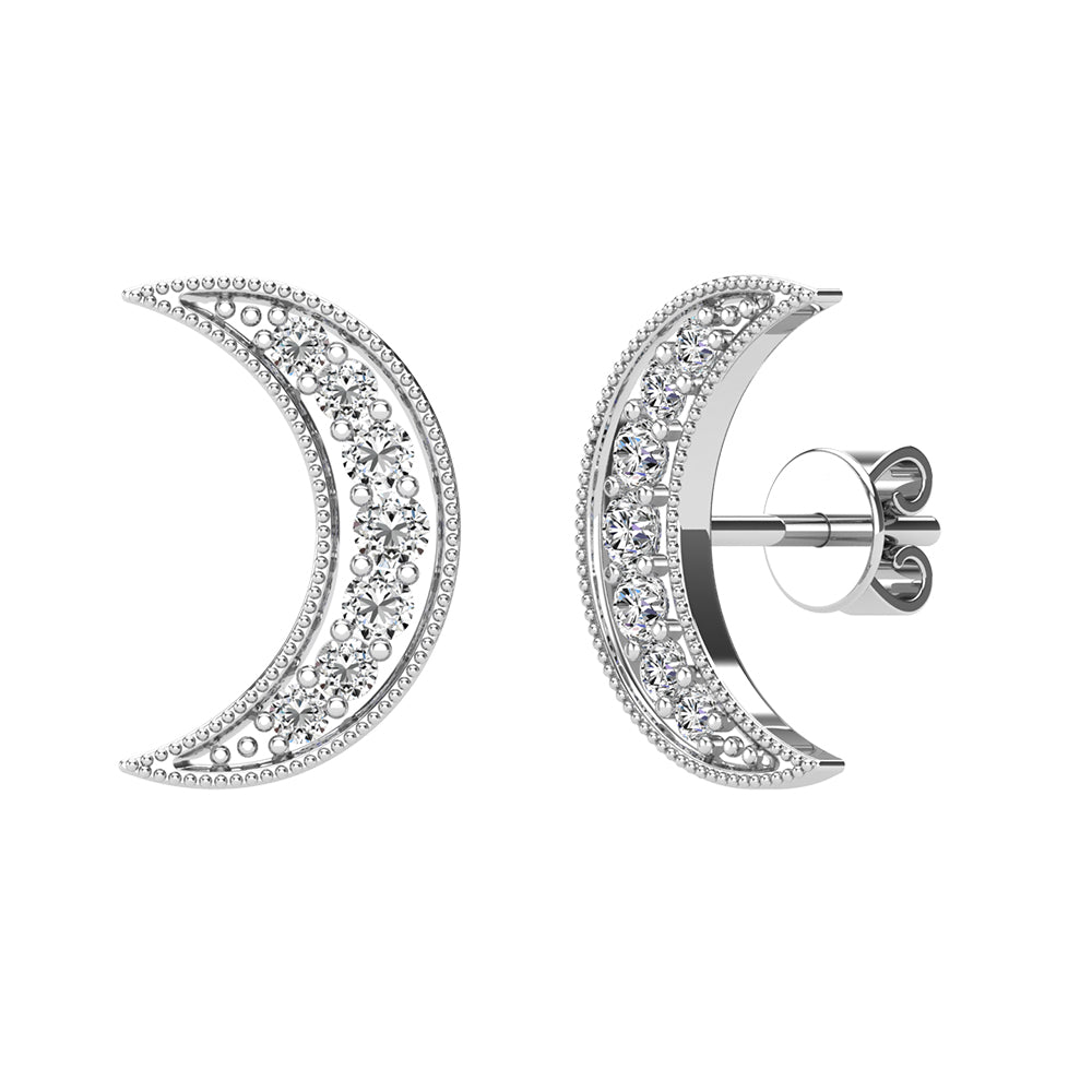 Diamond 1/6 Ct.Tw. Crescent Moon Earrings In 10K White Gold