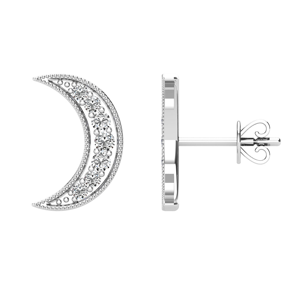Diamond 1/6 Ct.Tw. Crescent Moon Earrings In 10K White Gold