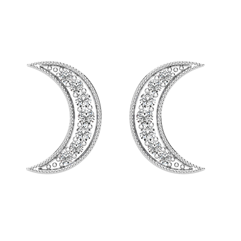 Diamond 1/6 Ct.Tw. Crescent Moon Earrings In 10K White Gold