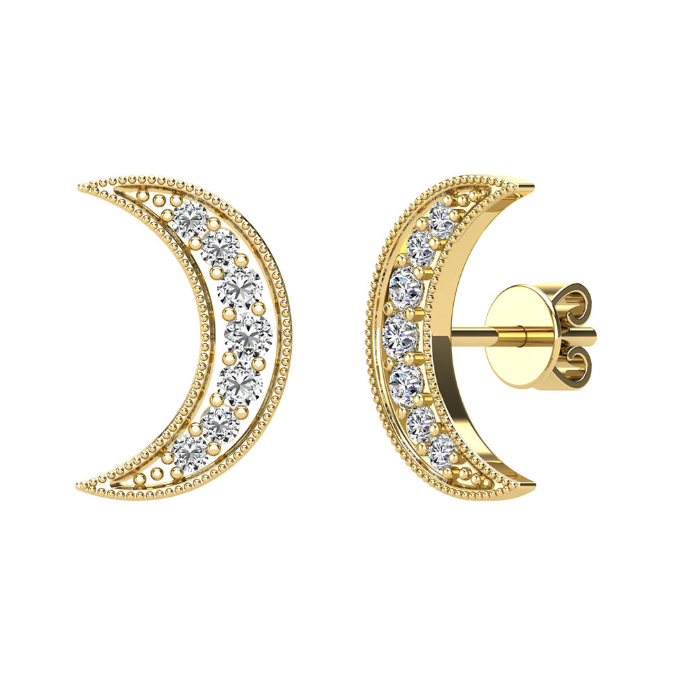 Diamond 1/6 Ct.Tw. Crescent Moon Earrings In 10K Yellow Gold