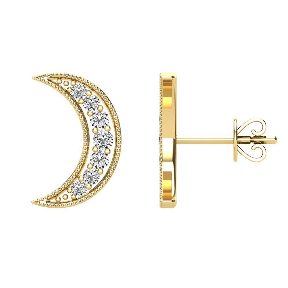 Diamond 1/6 Ct.Tw. Crescent Moon Earrings In 10K Yellow Gold